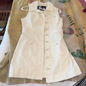 White Sleeveless Button-Up Dress